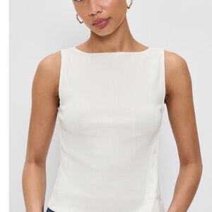 Reformation Hudson Knit Top, White, Size Small
